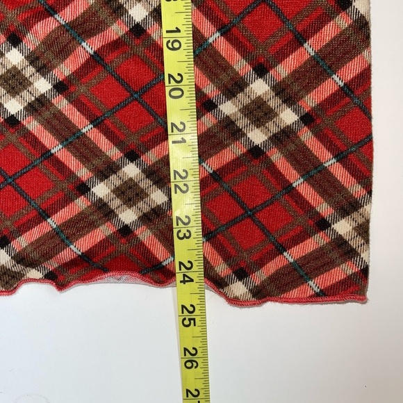 Umgee Rust Red Plaid Elbow Patch Bell Sleeve Turtleneck Top Medium Women’s - Picture 8 of 11